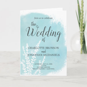 Aqua Blue Botanical Watercolor Wash Wedding Einladung