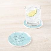 Aqua Blue Botanical Watercolor Wash Wedding Getränkeuntersetzer (Seite)