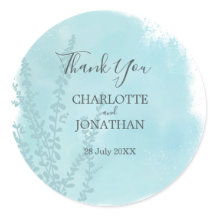 Aqua Blue Botanical Watercolor Wash Wedding