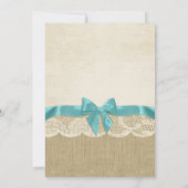 Aqua Blue Bow und Lace Brautparty Einladung (Rückseite)
