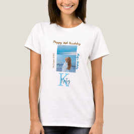 Aqua Blue Brawn glücklich 16. Geburtstag Foto Name T-Shirt