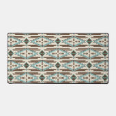 Aqua Blue Brown Aztec Tribal Muster Schreibtischunterlage (Vorderseite)