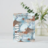 Aqua Blue Brown Beige Abschluss Ankündigung Postkarte (Stehend Vorderseite)