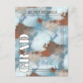 Aqua Blue Brown Beige Abschluss Ankündigung Postkarte (Vorderseite)