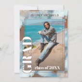 Aqua Blue Brown Beige Abstrakter Abschluss Ankündigung (Vorderseite)