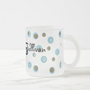 Aqua Blue Brown Polka Dots Mit Monogramm Mattglastasse