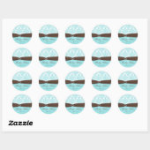 Aqua Blue, Brown, White Damask Wedding Sticker (Blatt)
