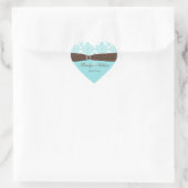Aqua Blue, Brown, White Damask Wedding Sticker (Tasche)