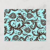 Aqua Blue, Brown, White Strip Damask Tischnummer (Rückseite)