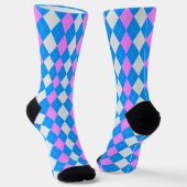 AQUA BLUE & BUBBLEGUM PINK Raute Muster Socken (Gewinkelt)