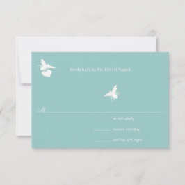 Aqua Blue Bumble Bee Heart Wedding RSVP Karte
