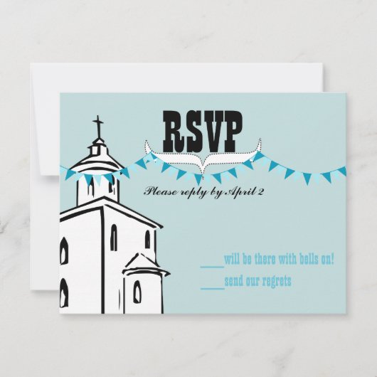 Aqua Blue Bunting Wir gehen zur Kapelle UAWG RSVP Karte (Vorderseite)