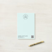 *~* Aqua Blue Business QR Einfaches Minimales Logo Post-it Klebezettel (Auf Schreibtisch)