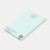 *~* Aqua Blue Business QR Einfaches Minimales Logo Post-it Klebezettel (angewinkelt)
