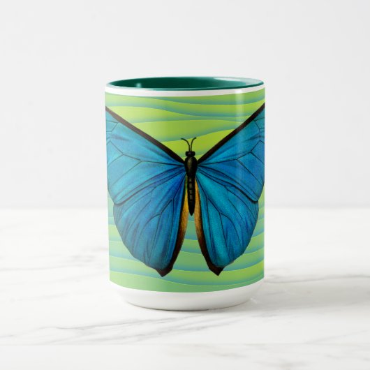 Aqua Blue Butterfly Green Art Tassen Cup (Zentrum)
