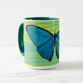 Aqua Blue Butterfly Green Art Tassen Cup (Vorderseite Links)