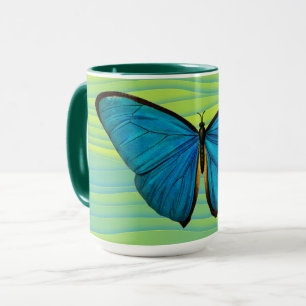 Aqua Blue Butterfly Green Art Tassen Cup