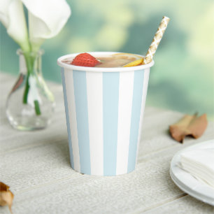 Aqua Blue Cabana Stripes Birthday Pappbecher