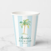 Aqua Blue Cabana Stripes Palm Beach Club Pappbecher (Vorderseite)