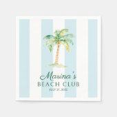 Aqua Blue Cabana Stripes Palm Beach Club Serviette (Vorderseite)