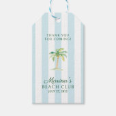 Aqua Blue Cabana Stripes Palm Beach Club Vielen Da Geschenkanhänger (Vorderseite)