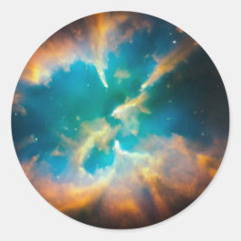 Aqua Blue Celestial Splendid Nebula Foto Runder Aufkleber