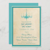 Aqua Blue Chandelier Sweet 16 Einladung (Vorne/Hinten)