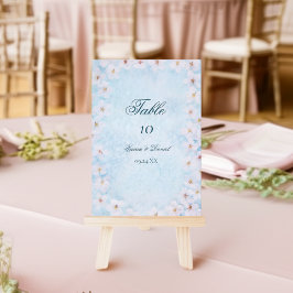 Aqua Blue Cherry Blossom Wedding Tischnummer Card