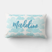 Aqua Blue Chinoiserie Cloud Name Lendenkissen (Vorderseite)