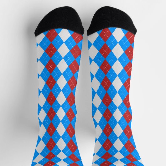 AQUA BLUE & CHRISTMAS RED Raute Muster Socken (Oben)