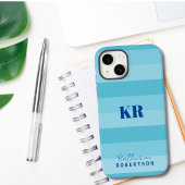 Aqua Blue Color Blocks Custom Monogram iPhone Hülle