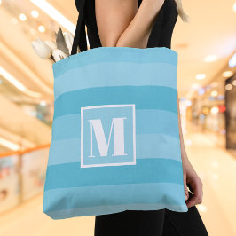 Aqua Blue Color Blocks Custom Monogram Tasche