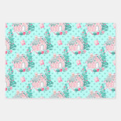 Aqua Blue Colorful Pink Weihnachtsbaum Geschenkpapier Set (Vorderseite 2)