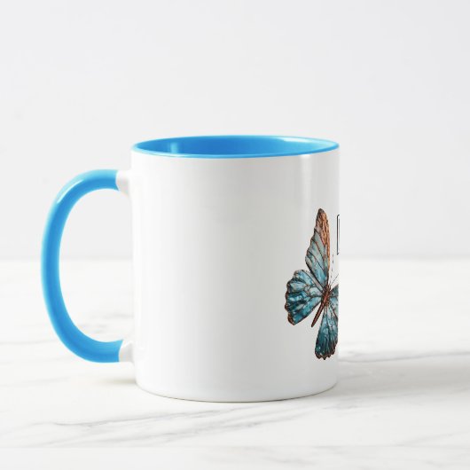 Aqua Blue Copper Butterfly Tasse (Links)