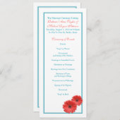 Aqua Blue Coral Gerbera Daisy Wedding Program Programm (Vorne/Hinten)