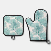 Aqua Blue Coral Sea Fans Ofenhandschuh & Topflappen-Set (Vorderseite)