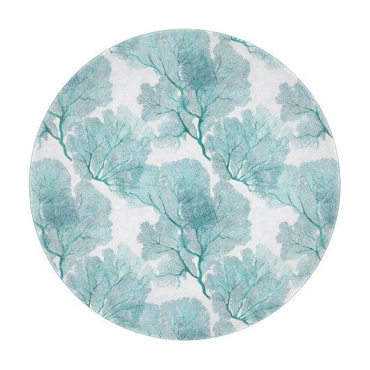 Aqua Blue Coral Sea Fans Schneidebrett (Vorderseite)