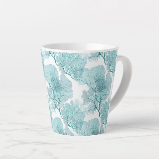 Aqua Blue Coral Sea Fans Tee Milchtasse (Rechte Ecke)