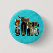 Aqua Blue Cows Picture Logo mit Kühen, Button (Vorderseite)