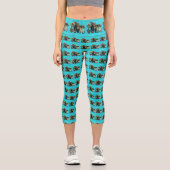 Aqua Blue Cows Picture Logo mit Kühen, Capri Leggings (Vorderseite)