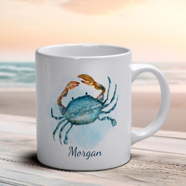 Aqua Blue Crab Personalisierte Küste Kaffeetasse