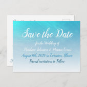 Aqua Blue Crackle Save the Date Postcard Postkarte (Vorne/Hinten)