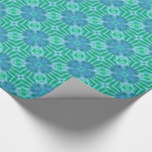 Aqua Blue Cross Star Musterverpackungspapier Geschenkpapier (Ecke)