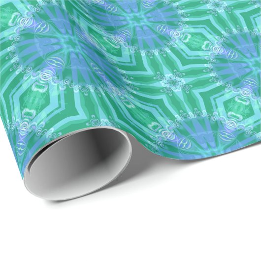 Aqua Blue Cross Star Musterverpackungspapier Geschenkpapier (Rolleneckpunkt)