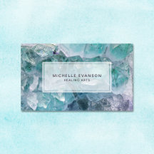 Aqua Blue Crystal Healing Arts Business Card