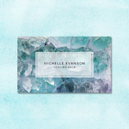 Aqua Blue Crystal Healing Arts Business Card Visitenkarte