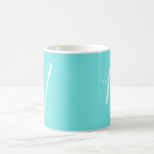 Aqua Blue Custom Monogram Initial Kaffeetasse (Mittel)