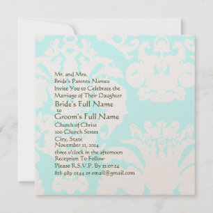 Aqua Blue Damask Hochzeitseinladung Einladung