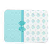 Aqua Blue Damask mit türkisfarbenem Ribbon Magnet (Horizontal)