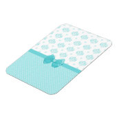 Aqua Blue Damask mit türkisfarbenem Ribbon Magnet (Linke Seite)